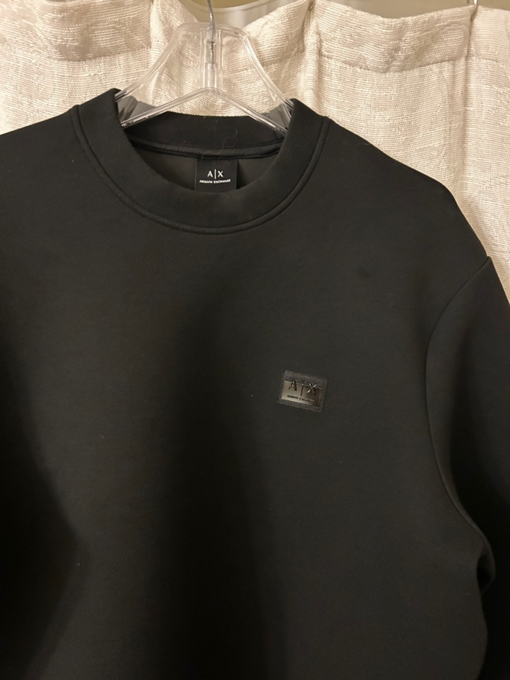 A/X Armani Exchange Men's Black Crewneck Patch Sweatshirt